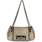 Chanel Shoulder Bag CC Logo Quilted Leather Beige