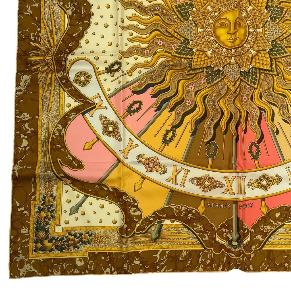 Hermes Scarf Silk Rikire 90 Carpe Diem Enjoy Today Gold — view 5