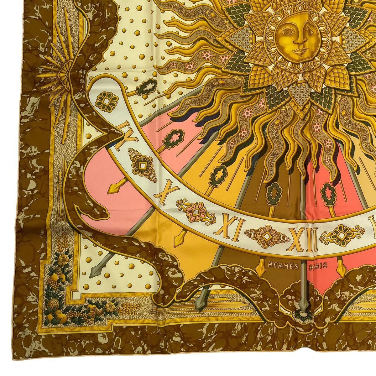 Hermes Scarf Silk Rikire 90 Carpe Diem Enjoy Today Gold — view 5