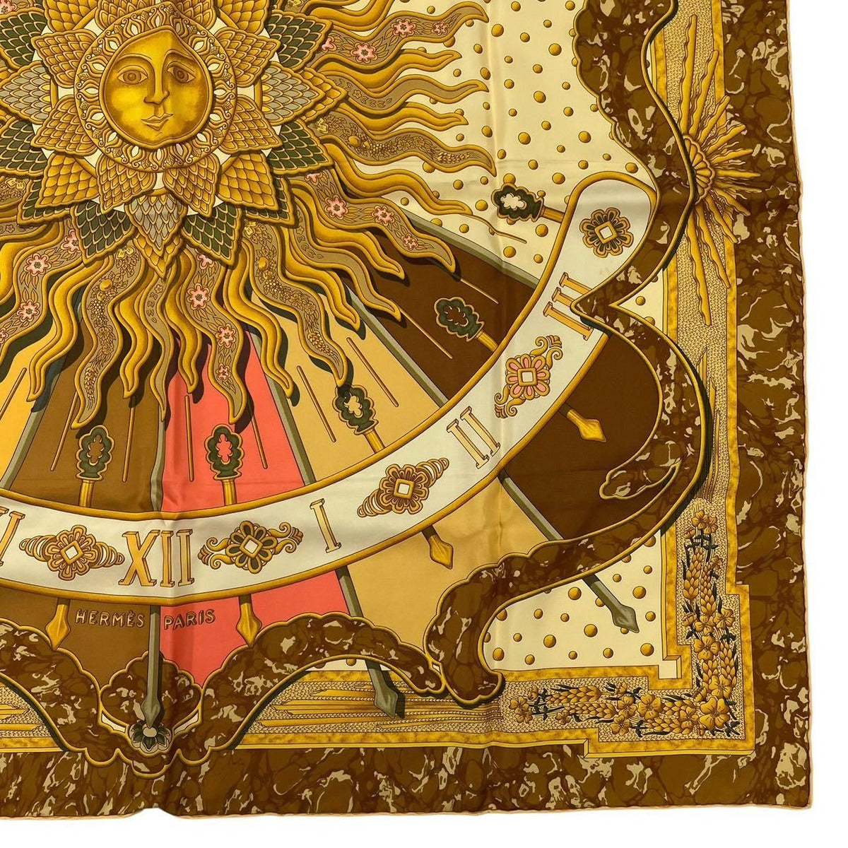 Hermes Scarf Silk Rikire 90 Carpe Diem Enjoy Today Gold — view 6