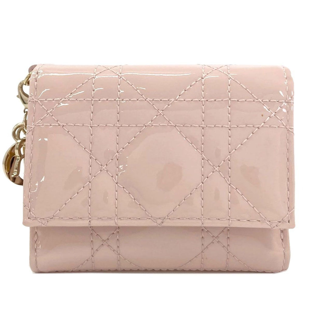 Dior Lady Lotus Bifold Wallet Patent Leather