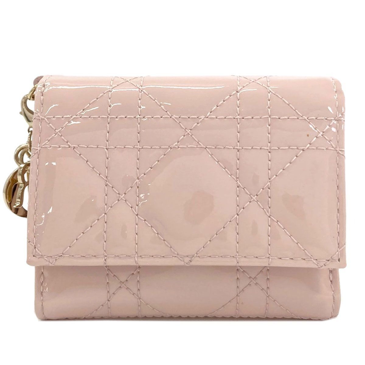 Dior Lady Lotus Bifold Wallet Patent Leather