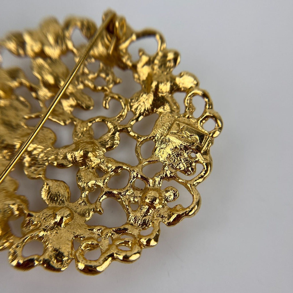 Saint Laurent Yves Brooch Gold Vintage — view 4