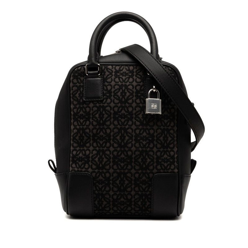 Loewe Anagram Amazona 15 Shoulder Bag 2-Way Black Gray Canvas Leather