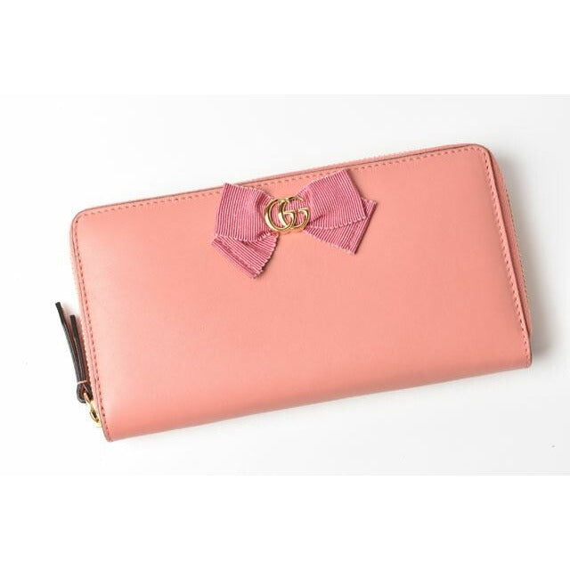 Gucci Wallet Long Round Zipper GG Marmont Ribbon Pink Dlxwj — view 2