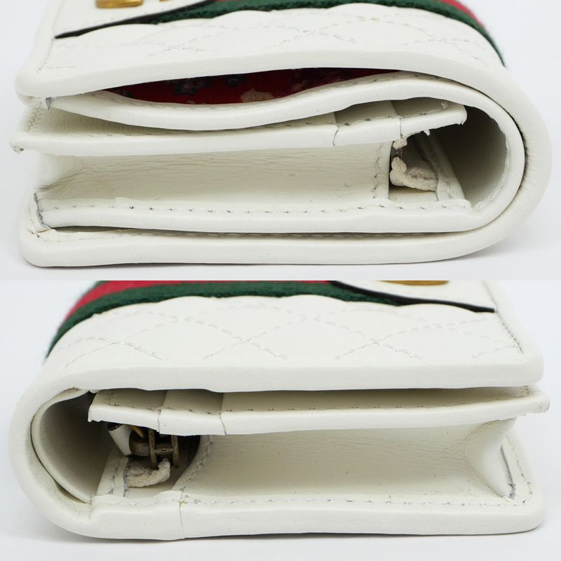 Gucci Sherry Line GG Quilted Compact Wallet White Leather Bifold — view 4