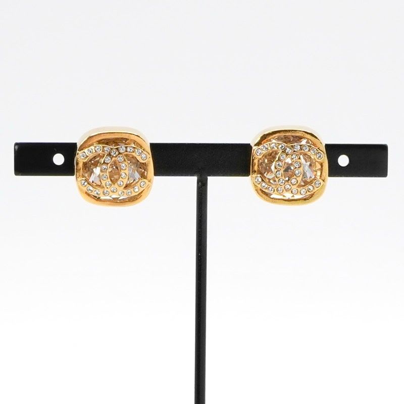 Chanel Earrings Gold Coco Mark Square — view 7