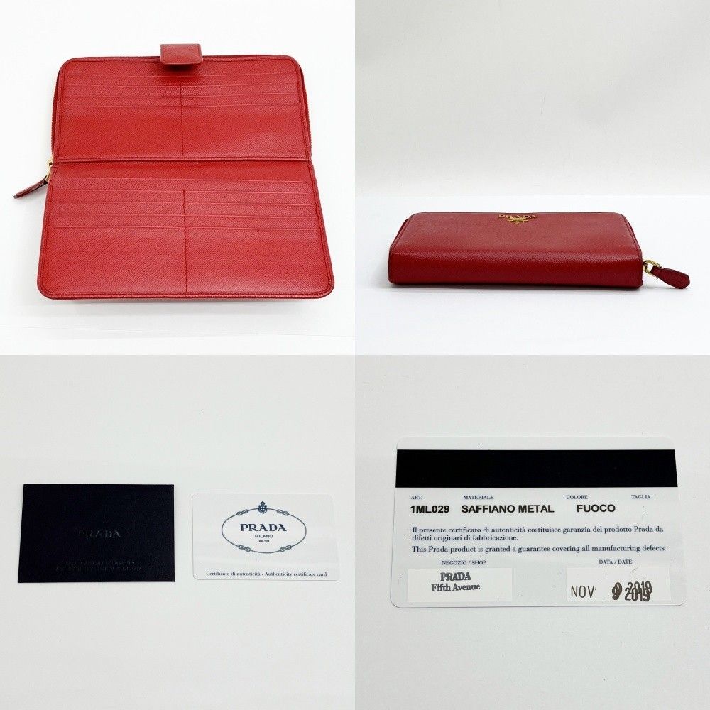 Prada Long Wallet Leather 1 Ml029 Red — view 5