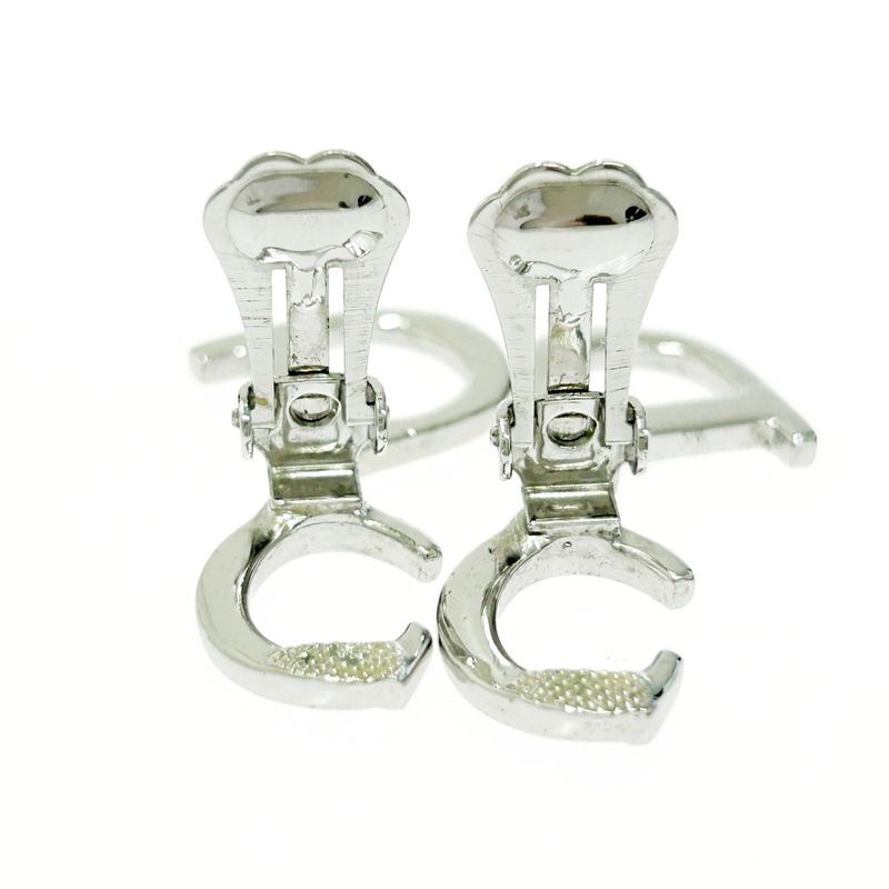 Christian Dior CD Logo Swing Earrings Silver — view 8
