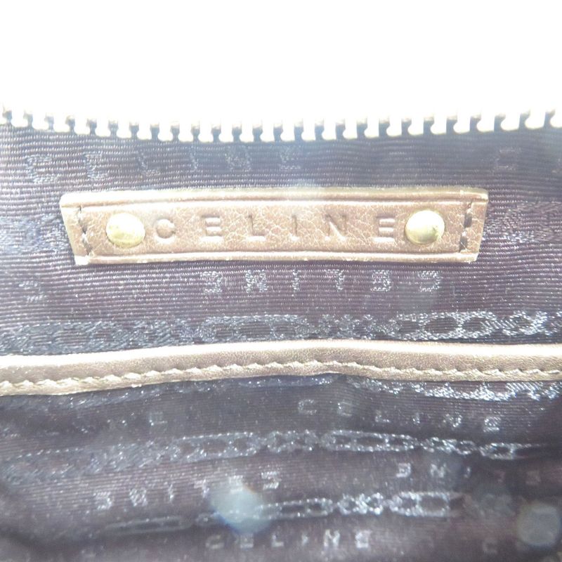 Celine Vintage Half Moon C Macadam Pattern Suede Gold Hardware Mocha Brown — view 7