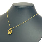 Christian Dior GP Rhinestone Oval Logo Necklace Gold — view 4