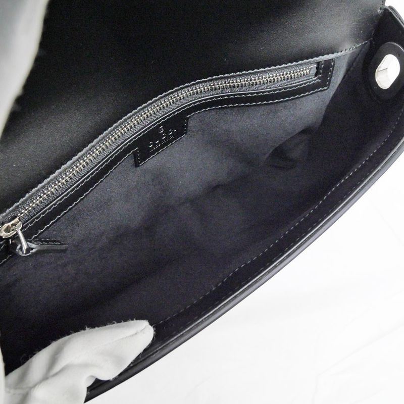 Gucci Clutch Bag Shoulder Leather Black — view 7