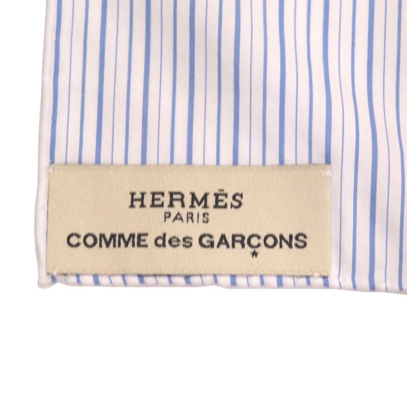 Hermes Comme Des Garcons Collaboration Harnais de COUR Cotton Blue Scarf — view 4