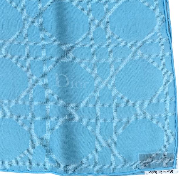 Christian Dior I631 Cannage Jacquard Stole Silk Large Light Blue Shawl — view 8