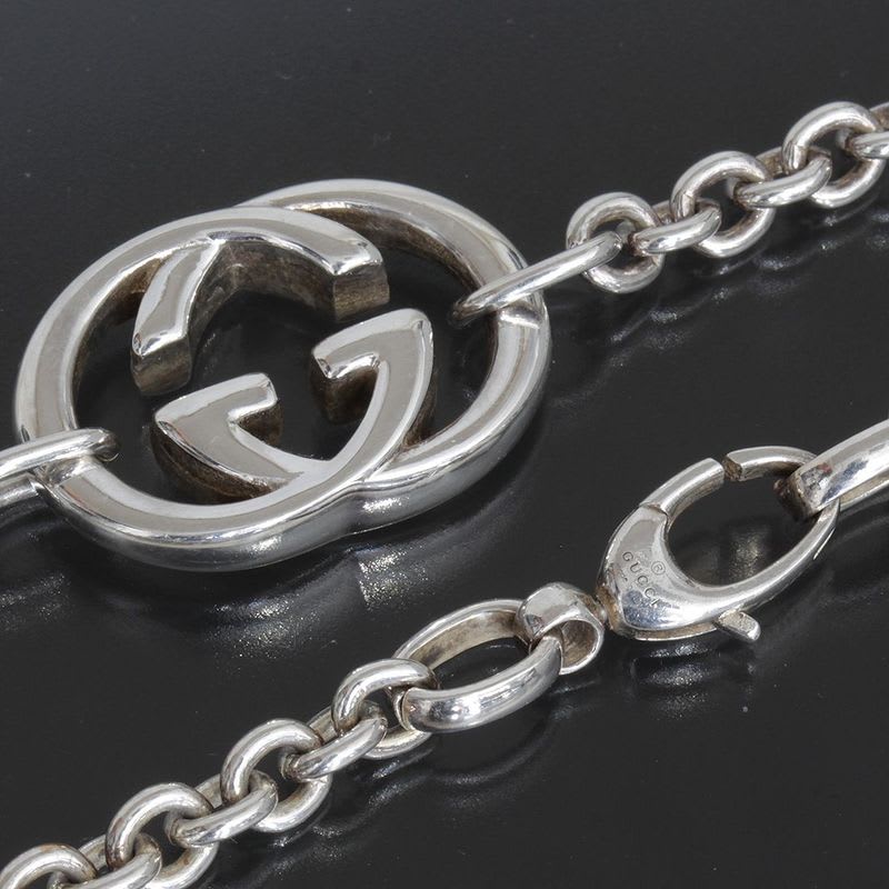 Gucci Interlocking Necklace Double G Silver 925 E1032 — view 4