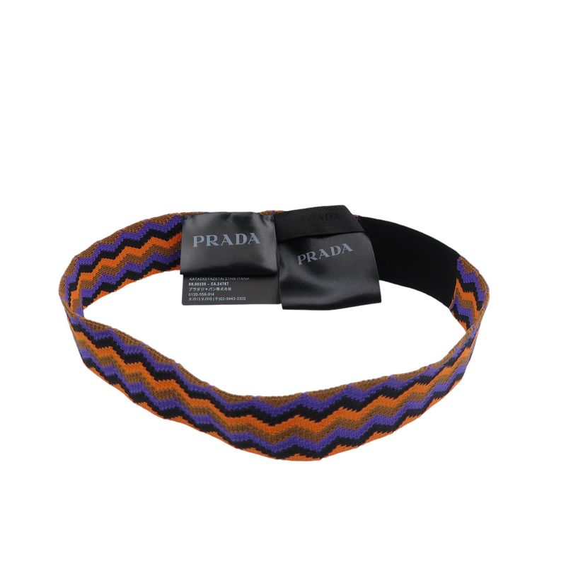 Prada Cotton Orange Blue Multicolor 2-Piece Hair Turban Set 0802 — view 3