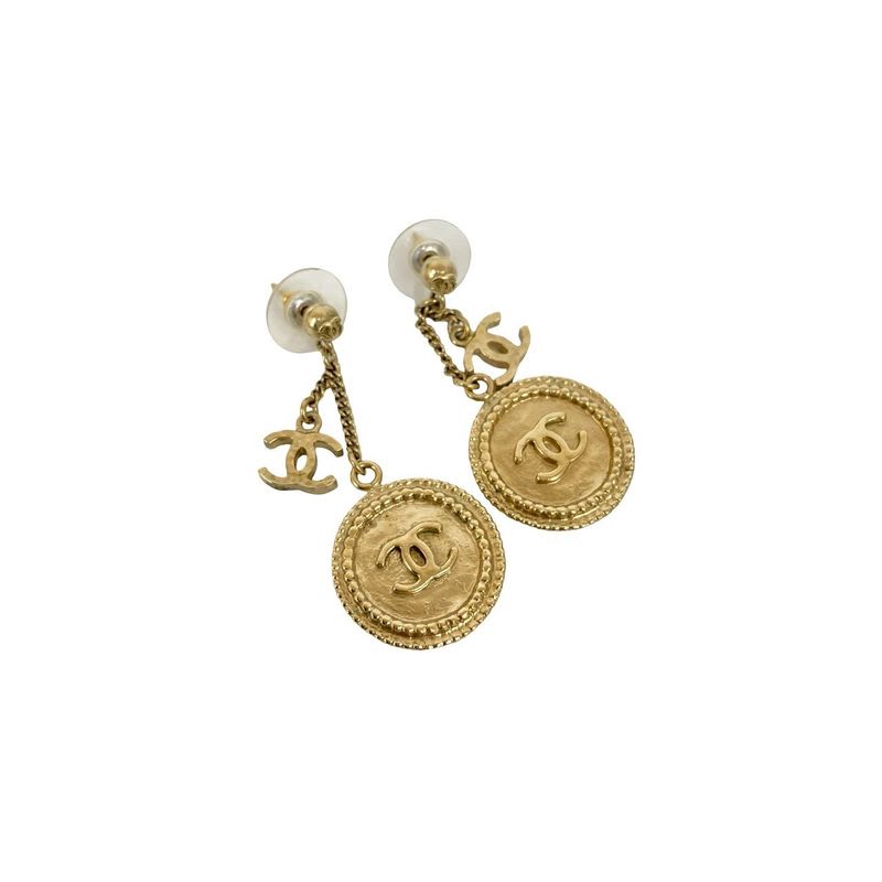 Chanel Vintage Coco Mark Coin Motif Earrings Accessories 15BP — view 5