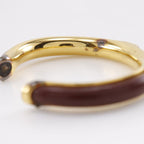 Hermes Vintage Gold Plated and Leather Brown 36.3 g Bangle — view 5