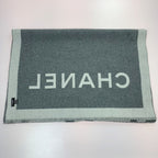 Chanel Coco Mark Large Gray Cashmere Silk Stole Shawl — view 5