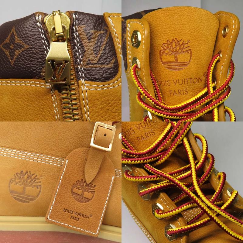Louis Vuitton Timberland Ankle Boots 1 Ad750 9.5 Monogram Beige Nubuck — view 8