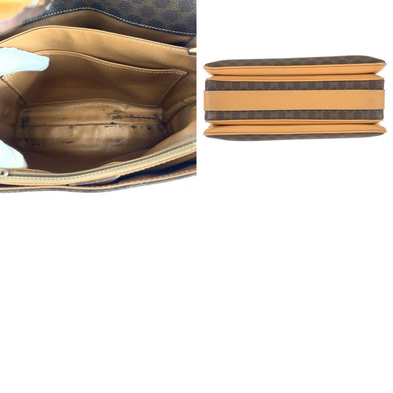 Celine Vintage Macadam Pattern Brown Gold Hardware Leather Crossbody — view 9