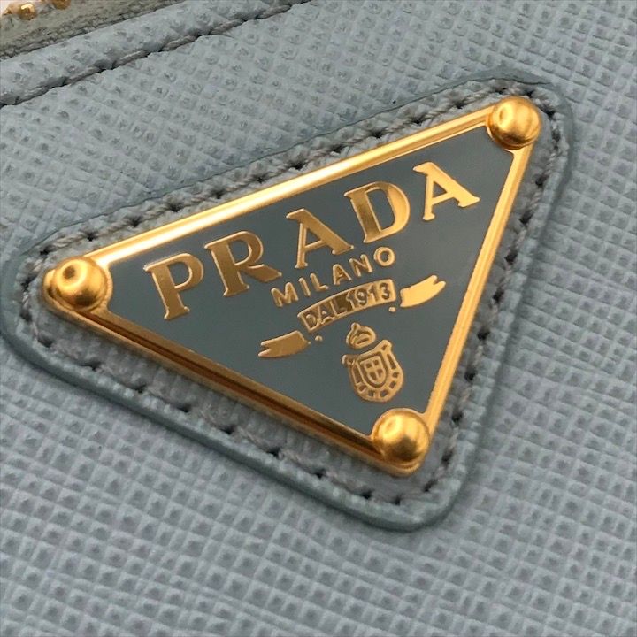Prada Saffiano Leather Chain Shoulder Card Case Wallet Blue — view 9