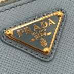 Prada Saffiano Leather Chain Shoulder Card Case Wallet Blue — view 9