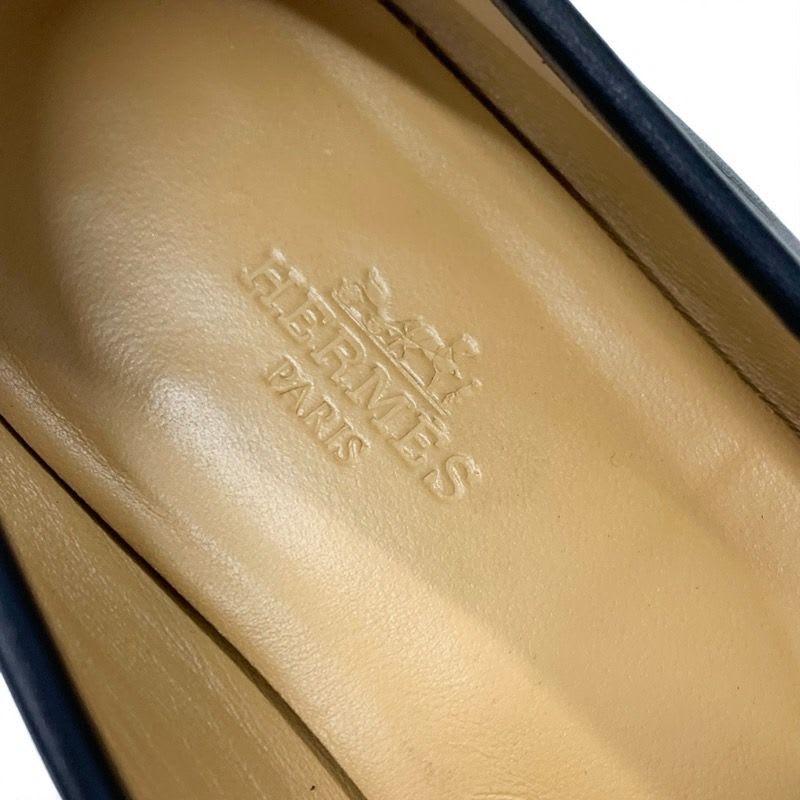 Hermes Colette Loafer Leather Shoes Black Silver Moccasin Flat — view 7