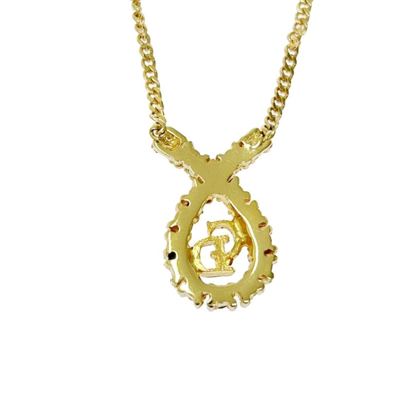 Christian Dior GP Rhinestone CD Logo Necklace Gold — view 3