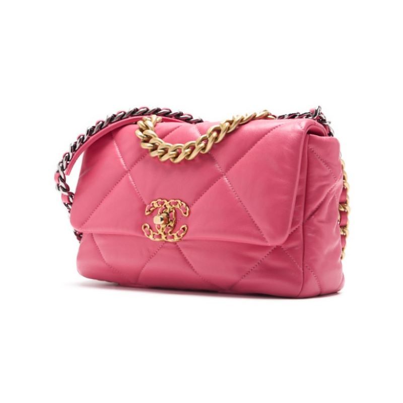 Chanel 19 Quilted 2-Way Chain Shoulder Lambskin Pink With Gold And Silver — view 2