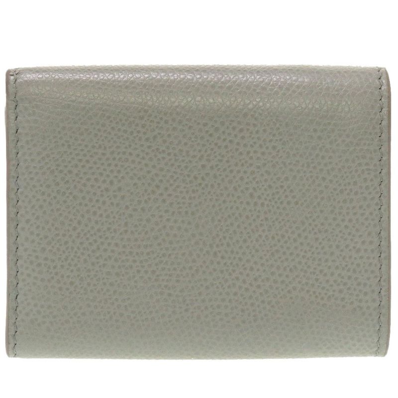 Christian Dior Compact Wallet Leather Gray Trifold Purse 0037 — view 3