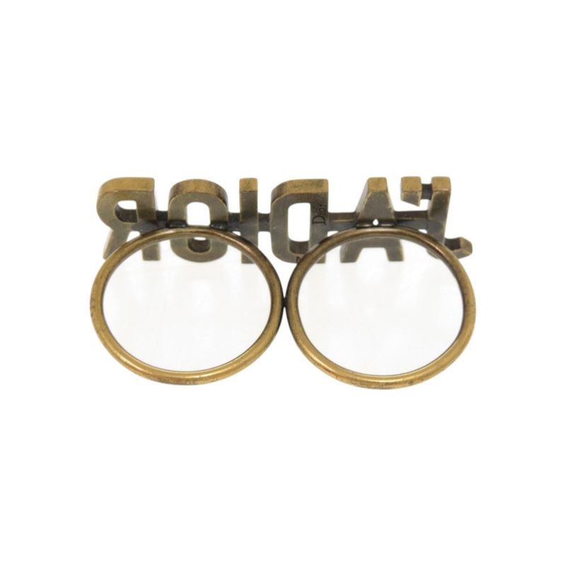 Christian Dior J'a Double Finger Ring Metal Size M Gold 1284 — view 6