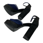 Hermes Sandals Shoes Suede Navy Black Gray Ankle Strap — view 6