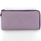 Bottega Veneta L Shaped Zipper Long Wallet In Purple Intrecciato — view 4