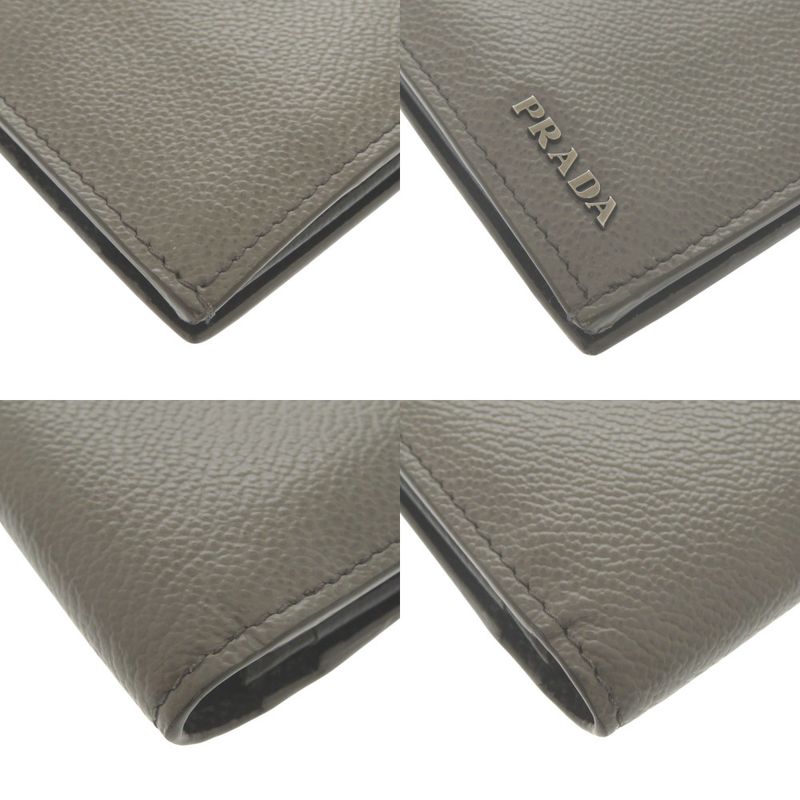 Prada Leather Gray Bifold Long Wallet 1332 — view 3