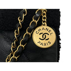 Chanel 22 Small Handbag Chain Bag Shearling Aged Lambskin Black Gold Hardware — view 5
