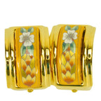 Hermes Earrings Emile Metal Yellow Gold Cloisonne Flower Plated — view 2