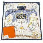 Hermes Scarf Carre 90 Silk Projets Carres Au Crayon White Navy