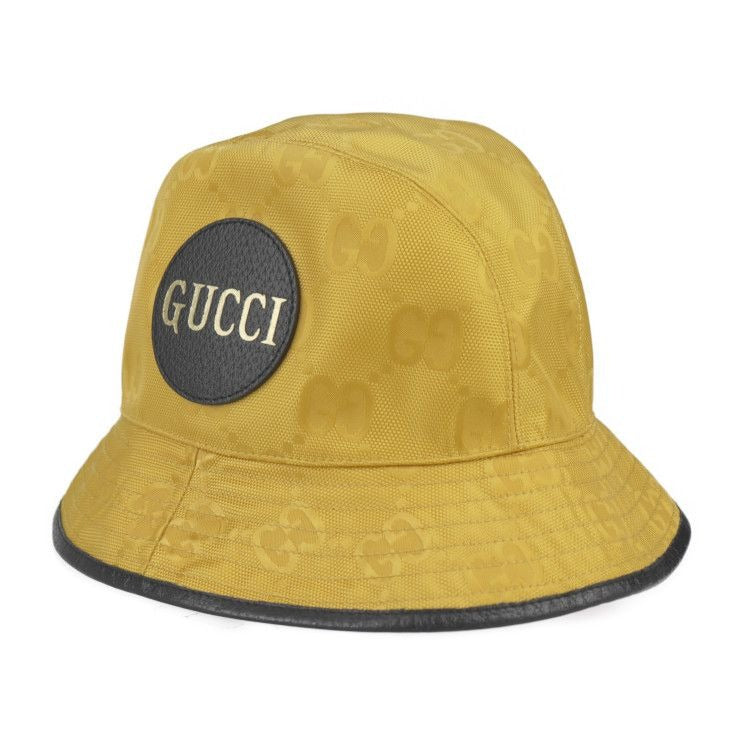 Gucci Bucket Hat GG Nylon Leather Yellow Black Off The Grid
