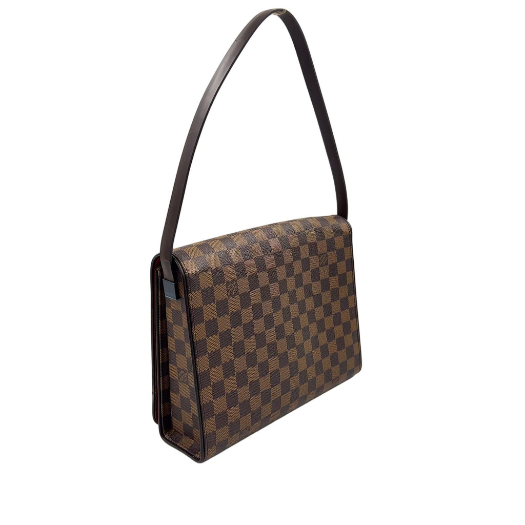 Louis Vuitton Tribeca Carre Damier Ebene Leather Brown Shoulder Bag Gold — view 2