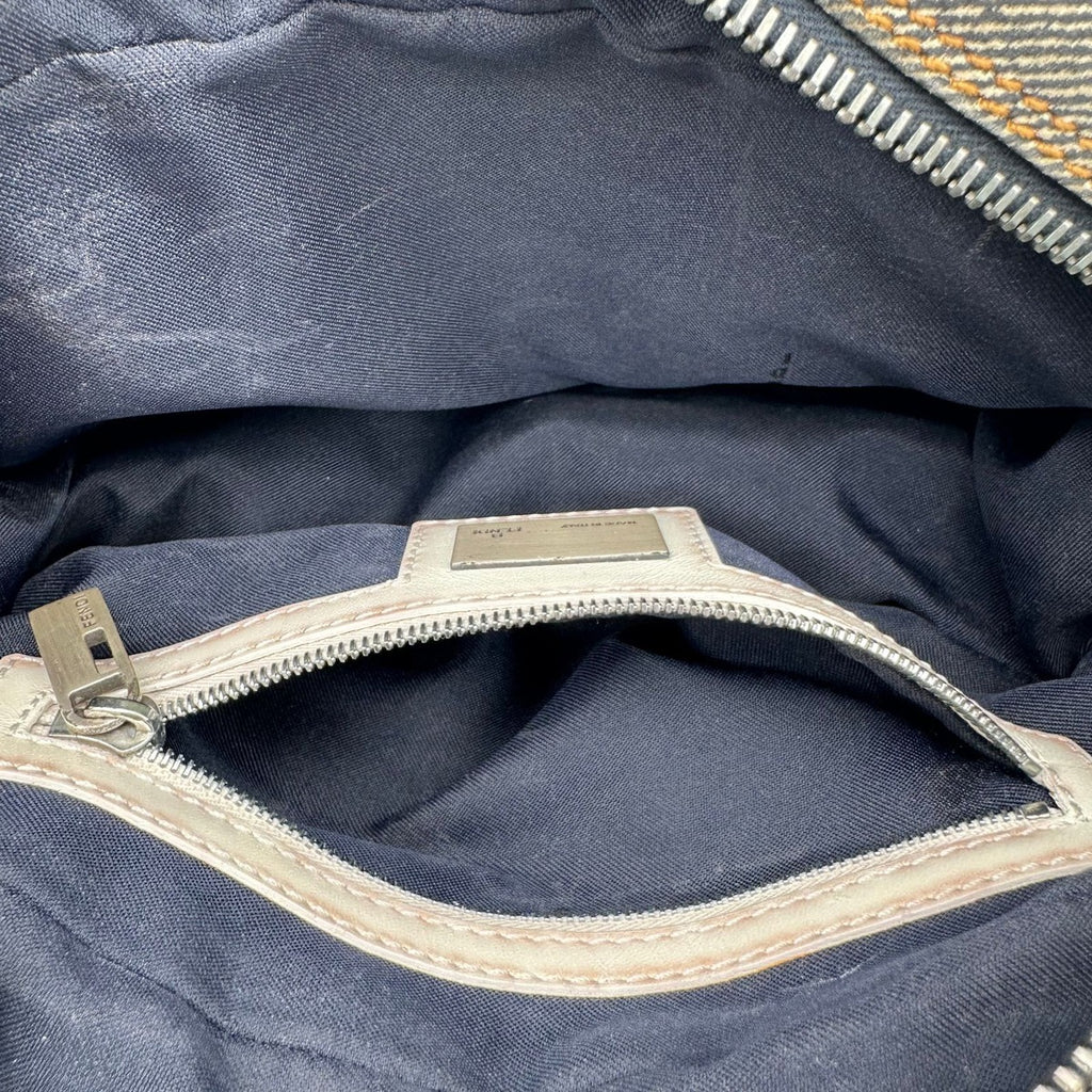 Fendi Color Combination Denim Leather Box Shoulder Bag — view 6