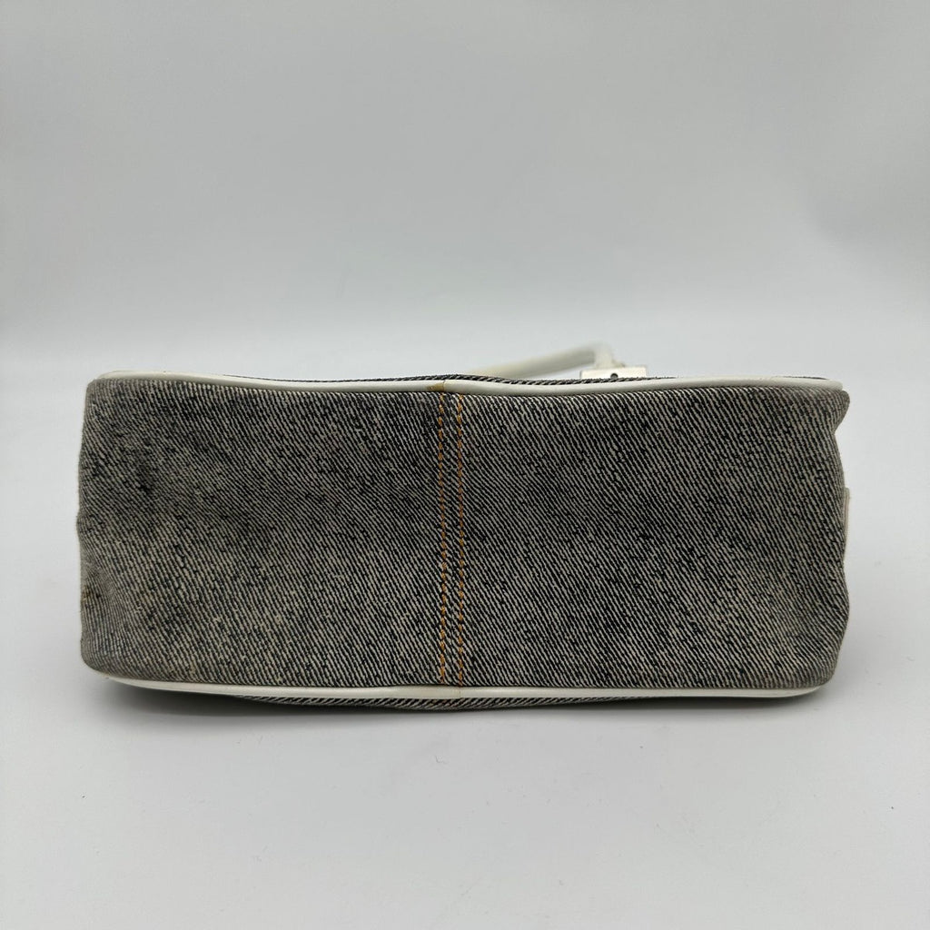 Fendi Color Combination Denim Leather Box Shoulder Bag — view 8