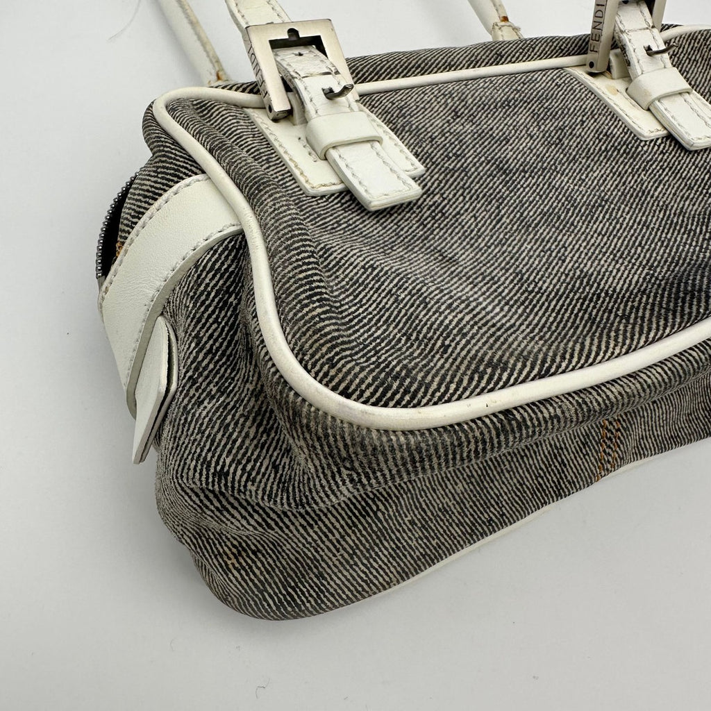 Fendi Color Combination Denim Leather Box Shoulder Bag — view 9