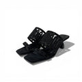Hermes Gioia Sandals Shoes Suede Mesh Black Mule