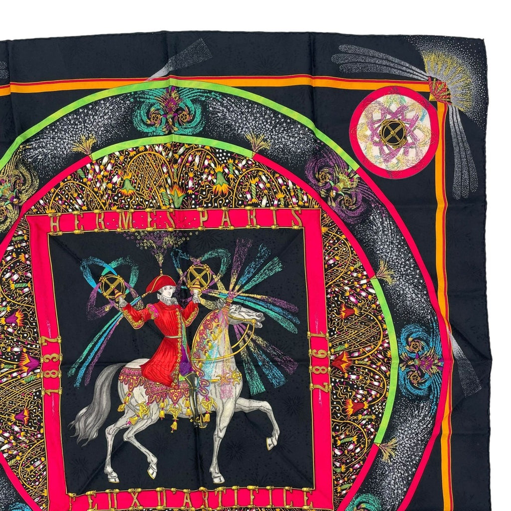 Hermes Scarf Silk Carre 90 Feux D'artifice Black — view 3