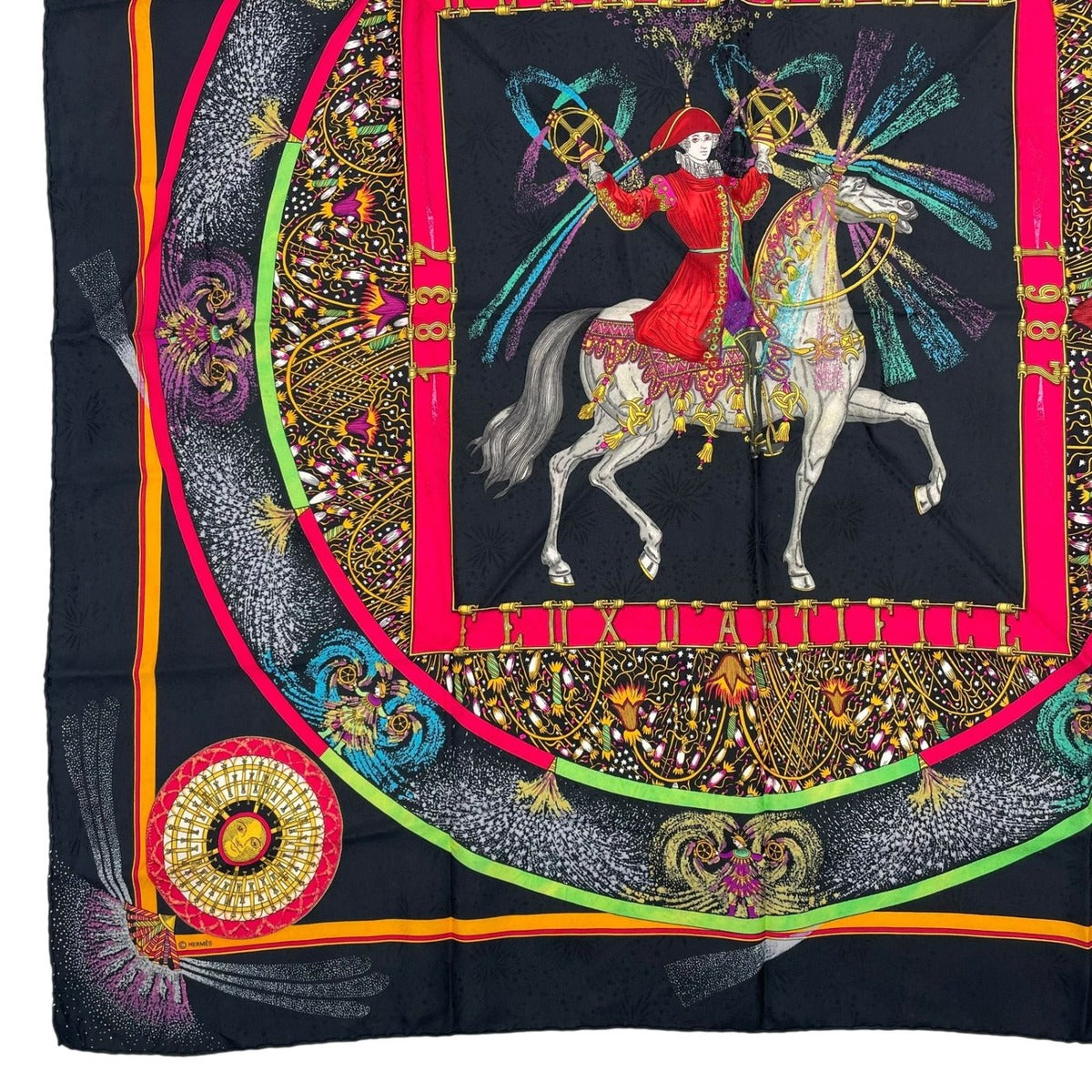 Hermes Scarf Silk Carre 90 Feux D'artifice Black — view 4