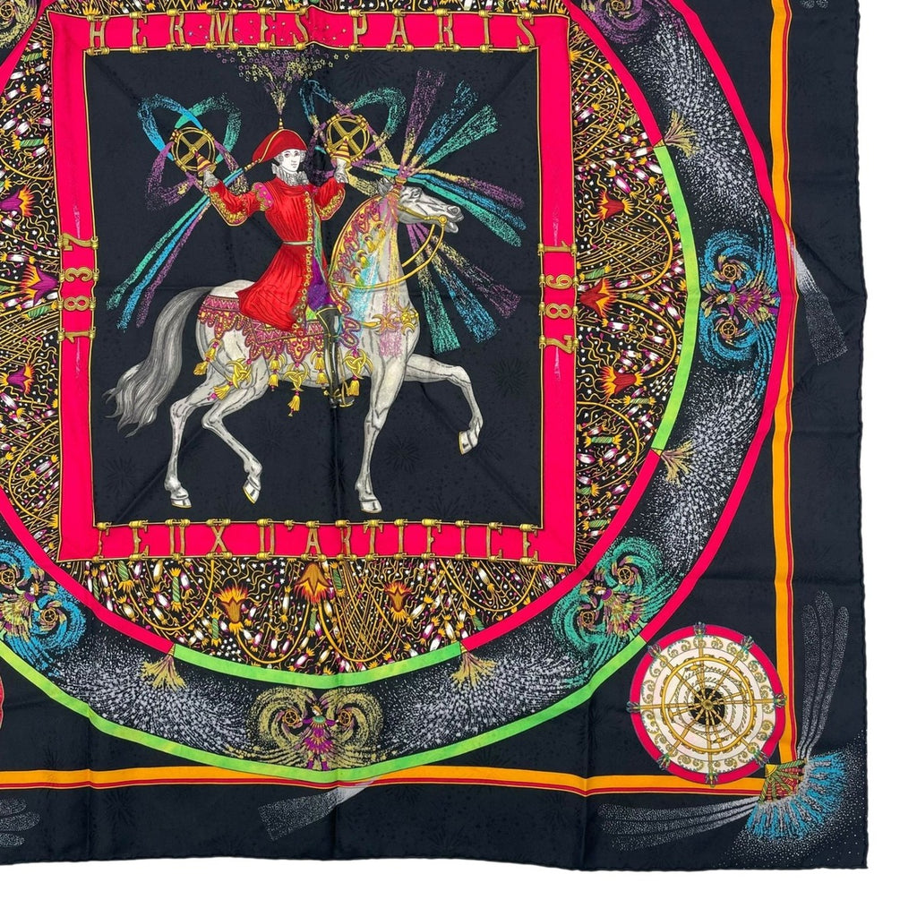 Hermes Scarf Silk Carre 90 Feux D'artifice Black — view 5