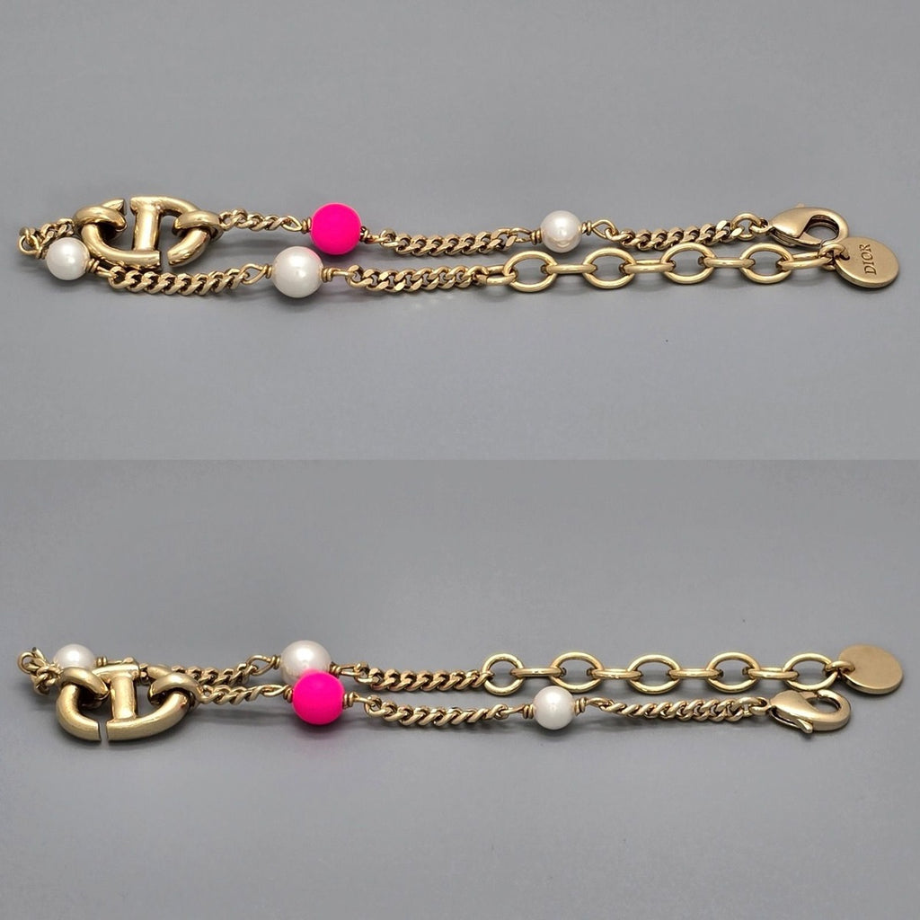 Dior CD Navy Bracelet Resin Pearl Gold — view 3