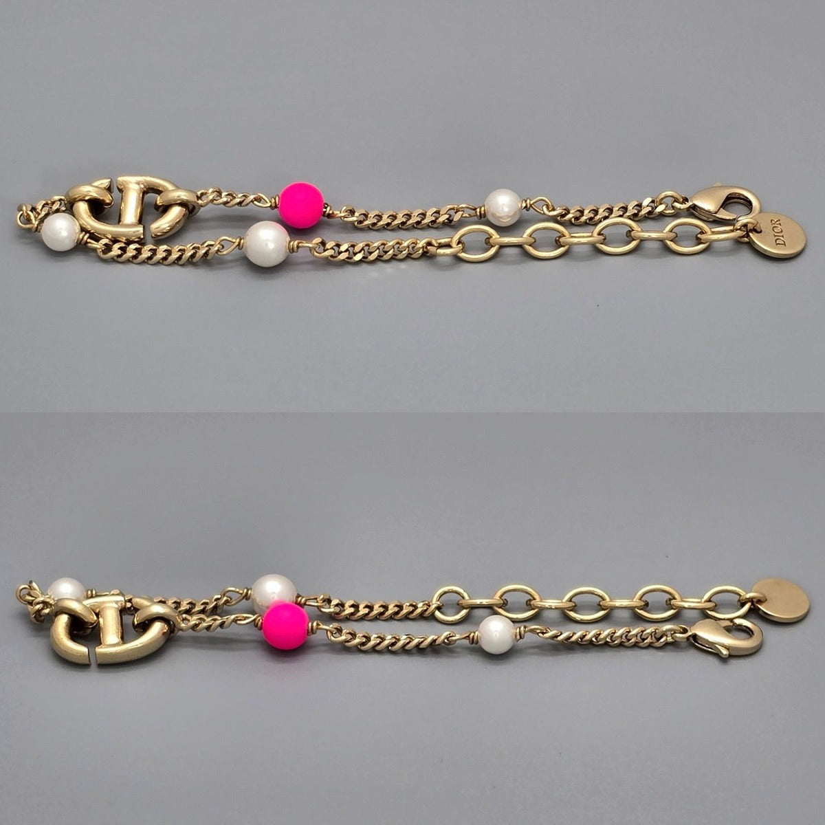 Dior CD Navy Bracelet Resin Pearl Gold — view 3