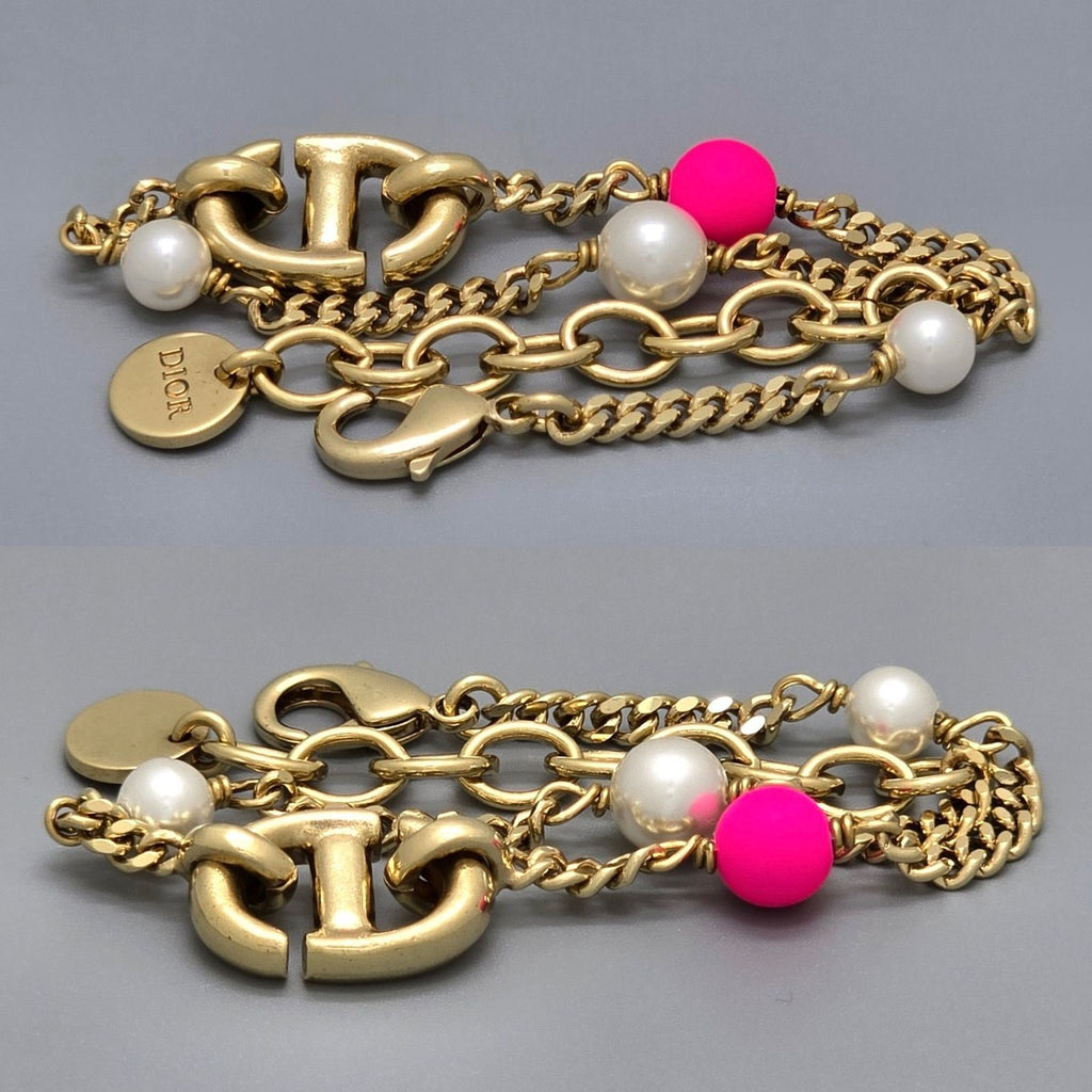Dior CD Navy Bracelet Resin Pearl Gold — view 4